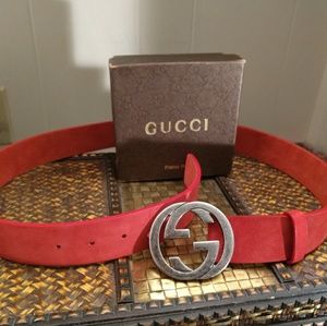 Gucci Belt Suede Red